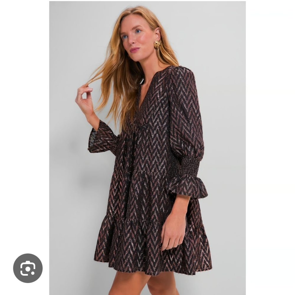 Pomander Place Ikat Metalic Bronze Kenzo Mini Dress In Small